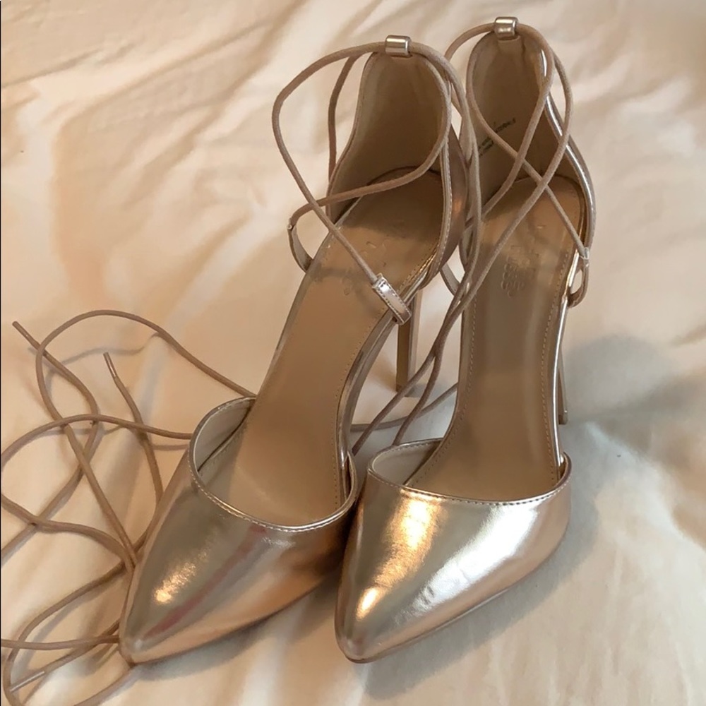 Rose Gold Tie Up Heels size 7